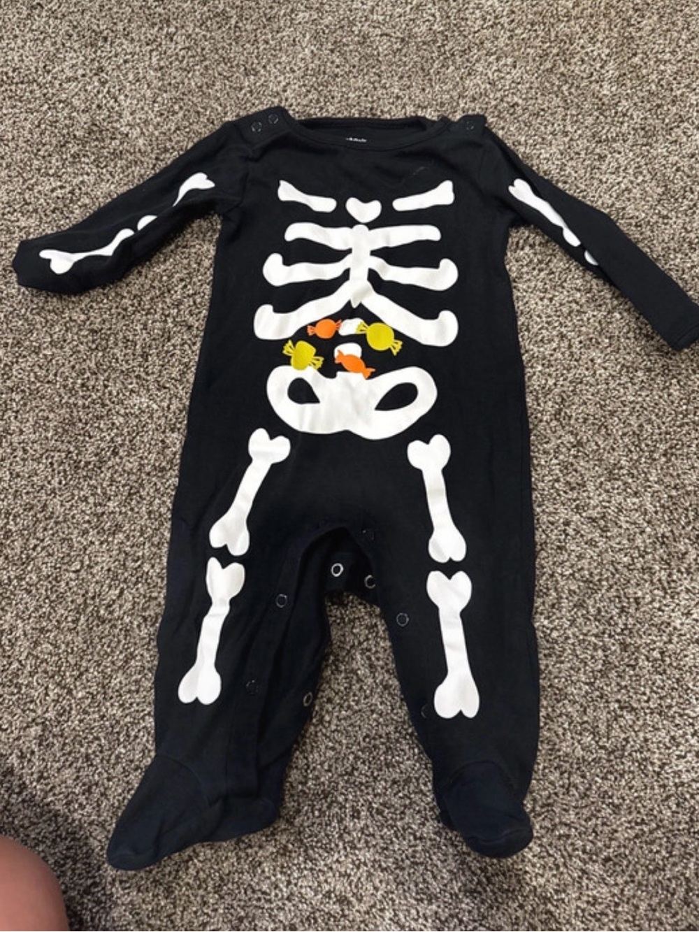 Carter's Black Baby Skeleton Footed One-Piece with Candy Accents